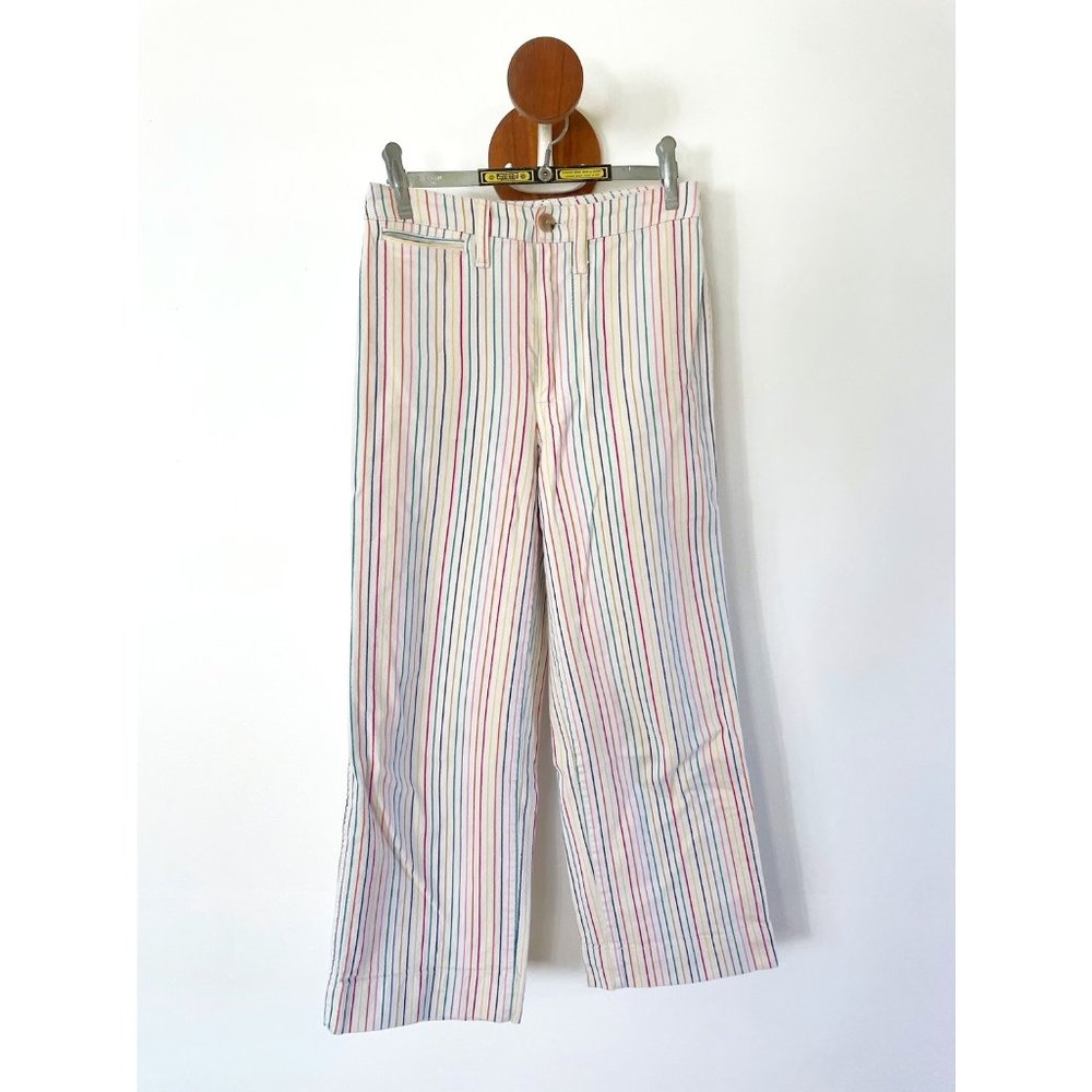 Madewell Slim Emmett Wide Leg Crop Pants in Rainbow Stripe Size 24